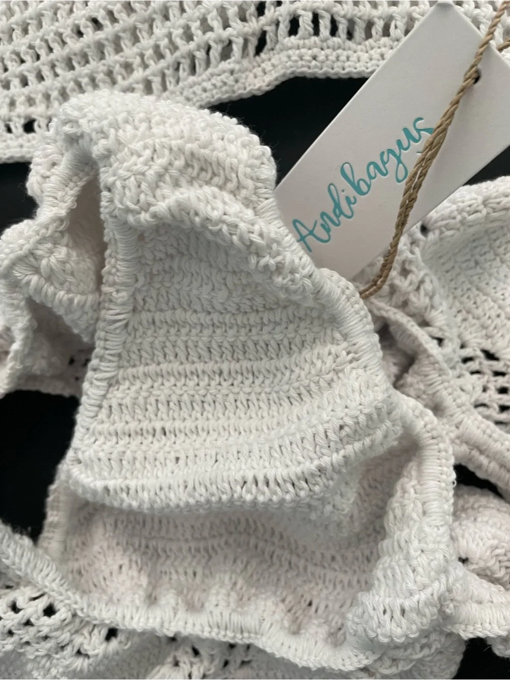 Rare Andi Bangus Handmade White Crochet Bikini Set - summer stunner !